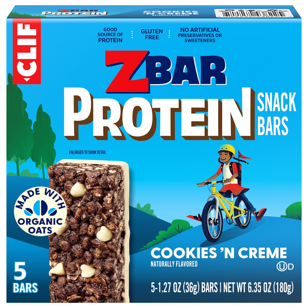 CLIF Zbar Cookies 'N Creme Protein Snack Bars - 5 ct