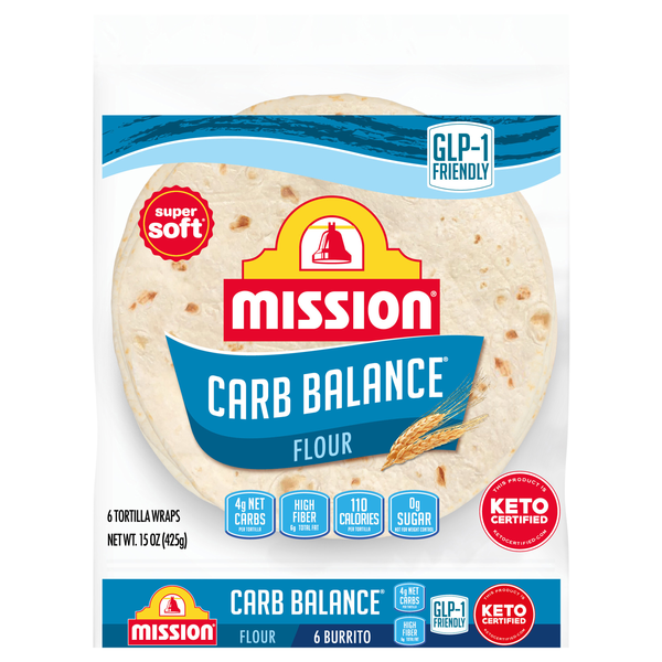 Mission Carb Balance Super Soft Burrito Tortillas 10 Inch - 6 ct