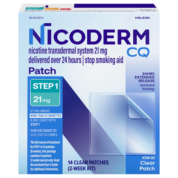 NicoDerm CQ Stop Smoking Patch Extended Release Clear Step #1