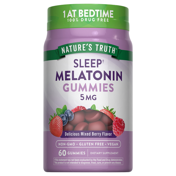 Nature's Truth Sleep Melatonin 5 mg Mixed Berry Flavor Vegan Gummies