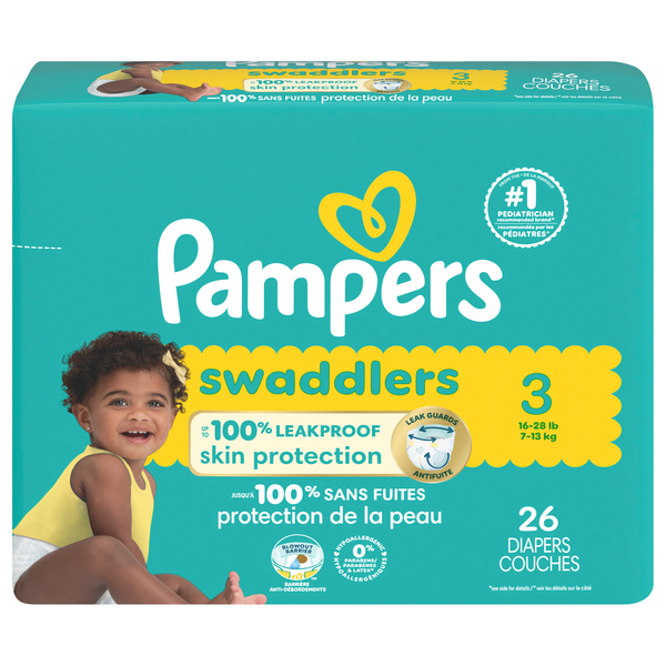 Pampers Swaddlers Size 3 Baby Diapers 16-28 lb