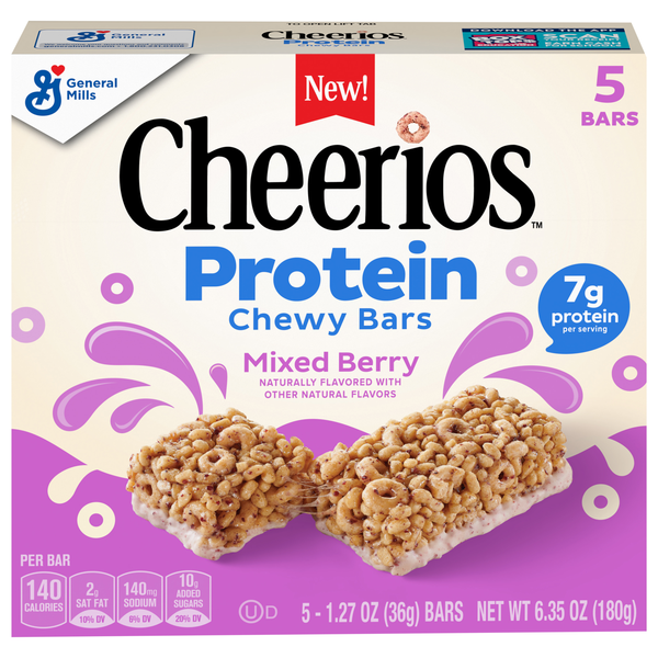 Cheerios Mixed Berry 7g Protein Chewy Bar - 5 ct