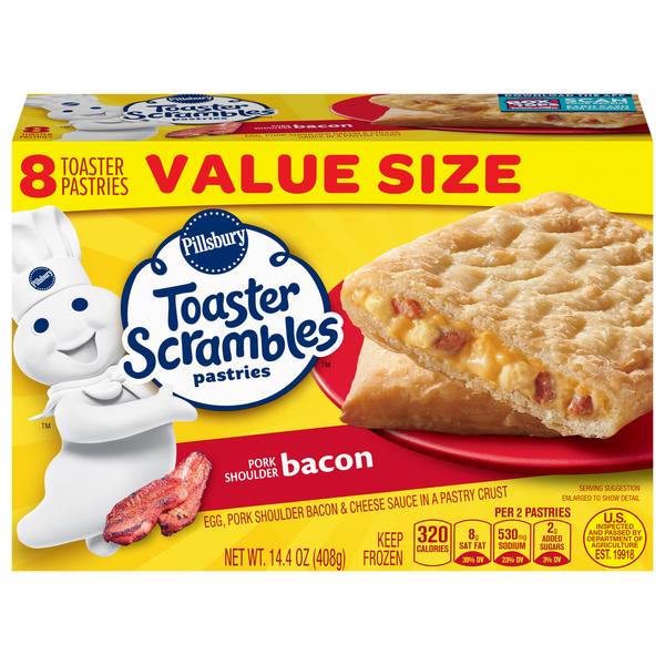 Pillsbury Bacon Toaster Scrambles Pastries Value Size - 8 ct
