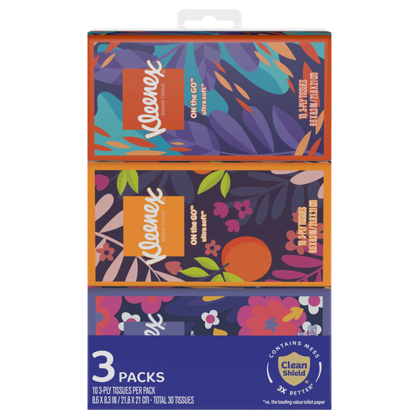 Kleenex Ultra On The Go 3-Ply Facial Tissue 10 ct ea - 3 pk