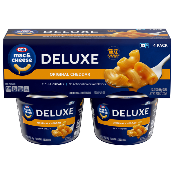Kraft Deluxe Original Cheddar Mac & Cheese Dinner Microwaveable Cup - 4 ct