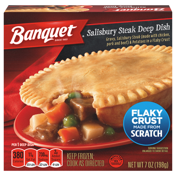 Banquet Salisbury Steak Deep Dish Pot Pie Frozen Meal