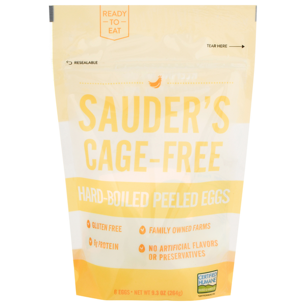 Sauder's Eggs Cage-Free Hard-Boil Eggs Peeled - 6 ct