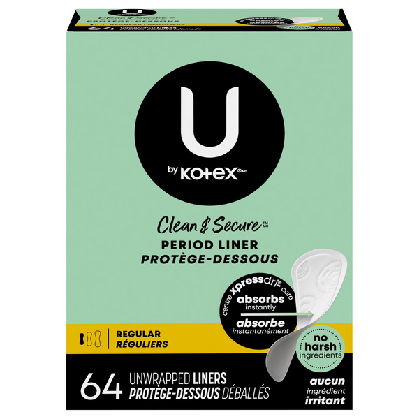 U by Kotex Clean & Secure Unscented Regular Liners