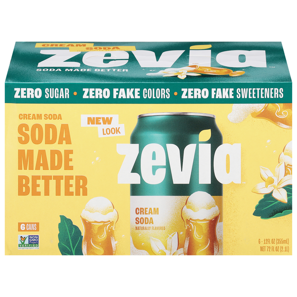 Zevia Caffeine Free Zero Sugar Cream Soda - 6 pk