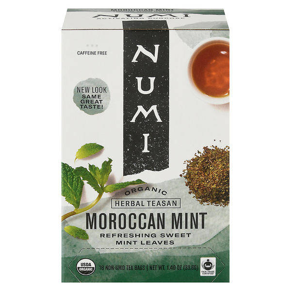 Numi Organic Caffeine Free Moroccan Mint Herbal Tea Bags