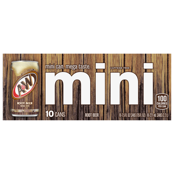 A&W Root Beer Soda Mini - 10 pk
