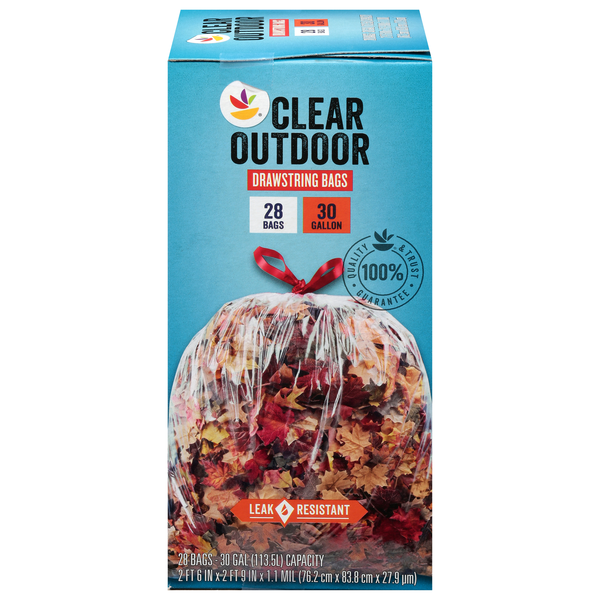 Our Brand Clear Outdoor Drawstring Trash Bags 30 Gallon
