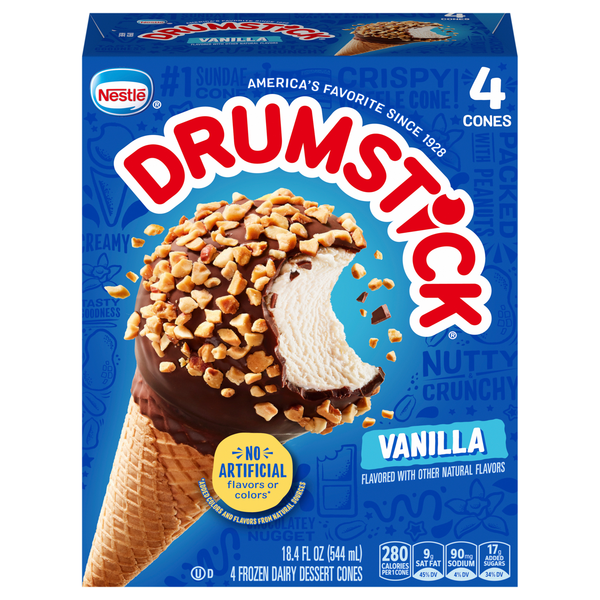 Nestle Drumstick Vanilla Dairy Dessert Sundae Cones - 4 ct
