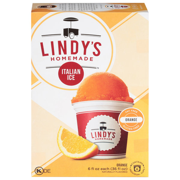 Save on Lindy's Homemade Italian Ice Orange Fat Free 6 ct Order