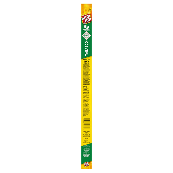 Slim Jim Tabasco Seasoned Protein Smoked Giant Size Meat Stick