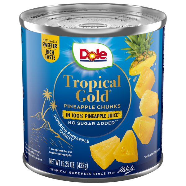 Dole No Sugar Added Tropical Gold Pineapple Chunks in Juice