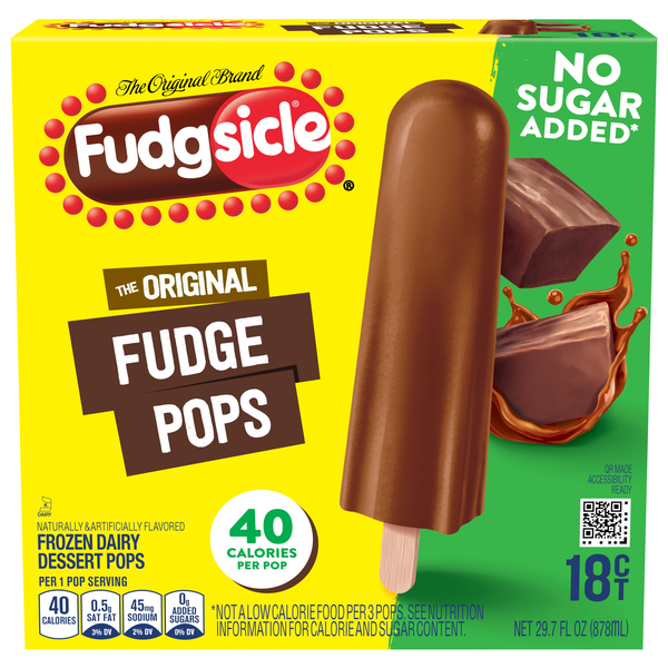 Fudgsicle No Sugar Added The Original Fudge Pops - 18 ct
