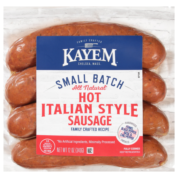 Kayem All Natural Hot Italian Style Sausage - 4 ct