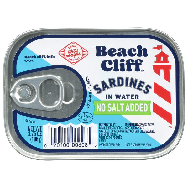 Beach Cliff No Salt Added Sardines in Water