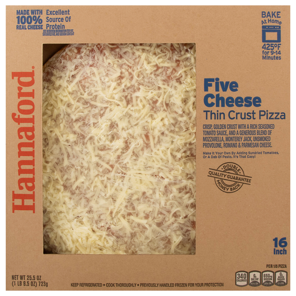 Hannaford Five Cheese Thin Crust Pizza Refrigerated