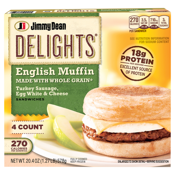 Jimmy Dean Delights Turkey Sausage English Muffin Sandwiches - 4 ct