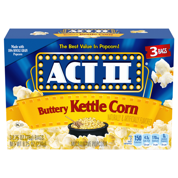 Act II Buttery Kettle Corn Microwave Popcorn - 3 ct