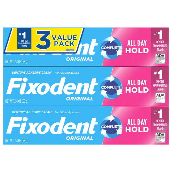 Fixodent Original Denture Adhesive Cream - 3 ct