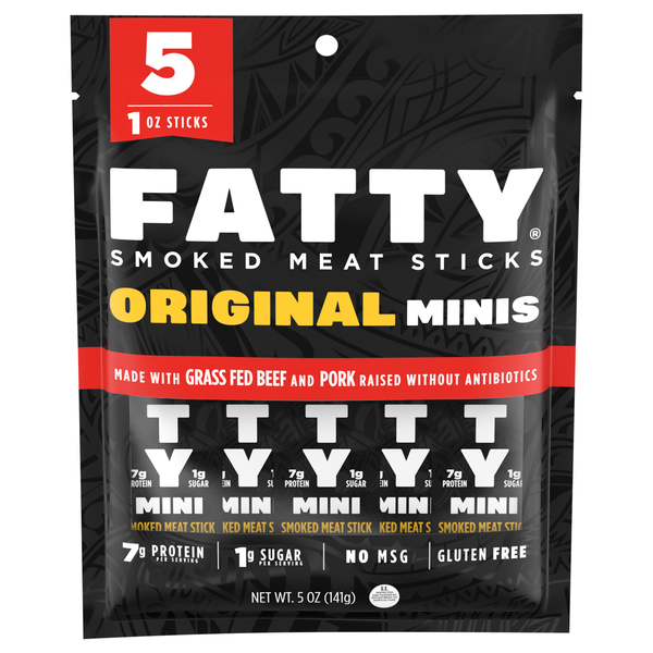 Fatty Minis Original Smoked Meat Sticks - 5 ct