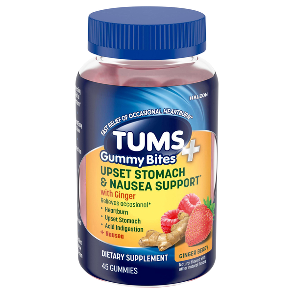TUMS Upset Stomach & Nausea Support Ginger Berry Gummy Bites