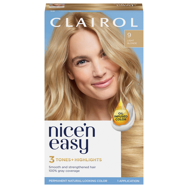 Clairol Nice 'n Easy Natural Looking Permanent Hair Color Light Blonde 9