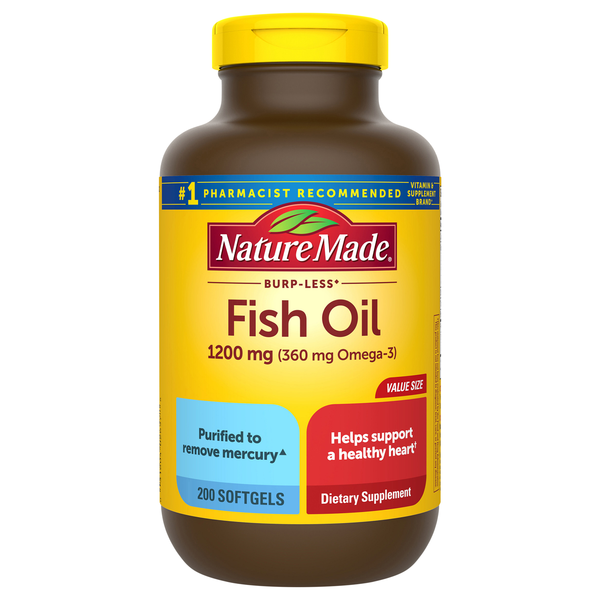 Nature Made Burp-Less Fish Oil 1200 mg (Omega-3 360 mg) Softgels