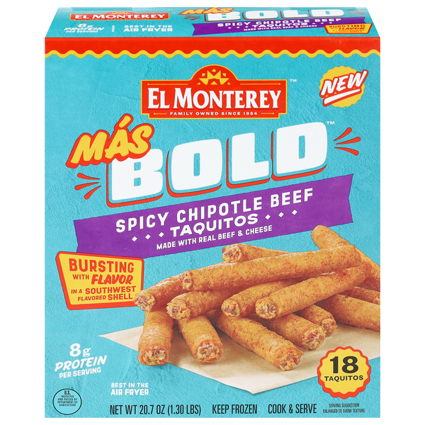 El Monterey Spicy Chipotle Beef Taquitos - 18 ct