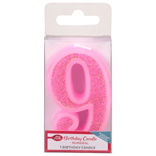 Betty Crocker Pink Numeral Birthday Candle #9