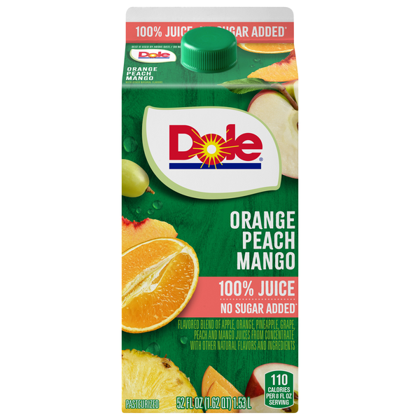 Dole No Sugar Added 100% Orange Peach Mango Juice