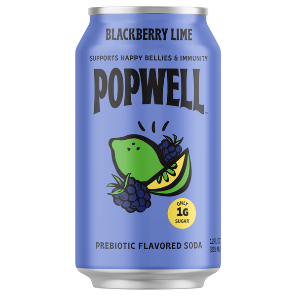 Popwell Blackberry Lime Prebiotic Soda