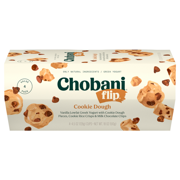 Chobani Flip Low Fat Cookie Dough Greek Yogurt Cup - 4 ct
