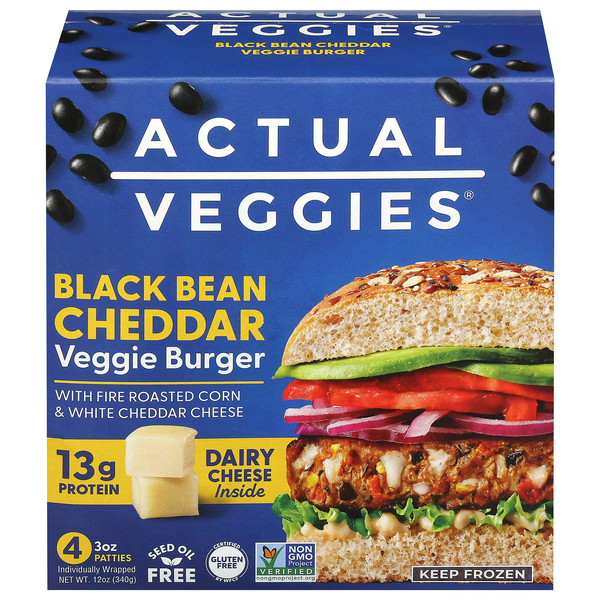 Actual Veggies Chipotle Cheddar Veggie Burger - 4 ct Frozen