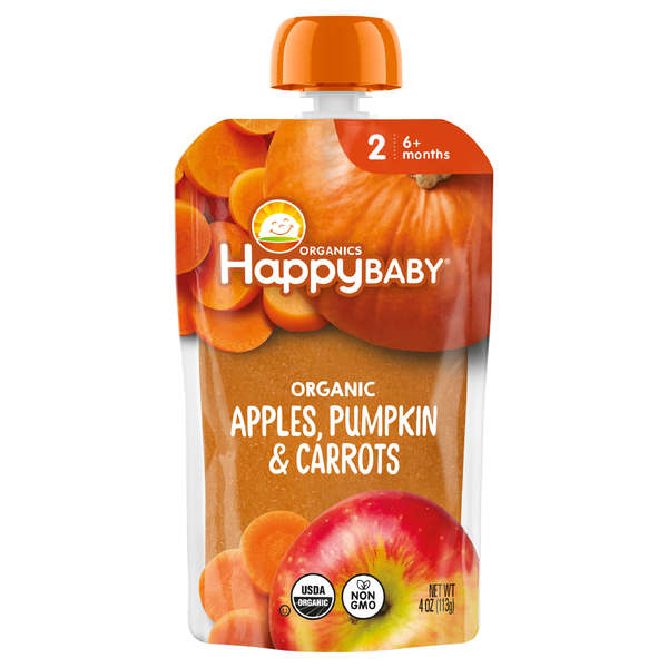 Happy Baby Organics 2 Baby Food Apples Pumpkin & Carrots