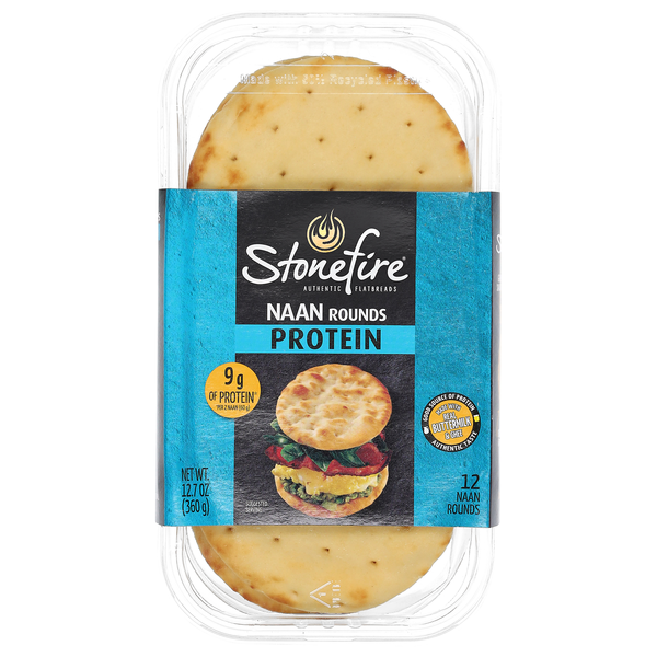 Stonefire Protein Naan Bread Rounds - 12 ct