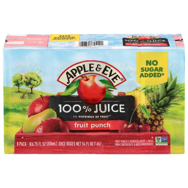 Apple & Eve Fruit Punch Juice Boxes No Sugar Added - 8 pk