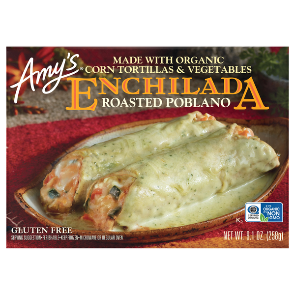 Amy's Organic Gluten Free Roasted Poblano Enchilada Frozen Meal