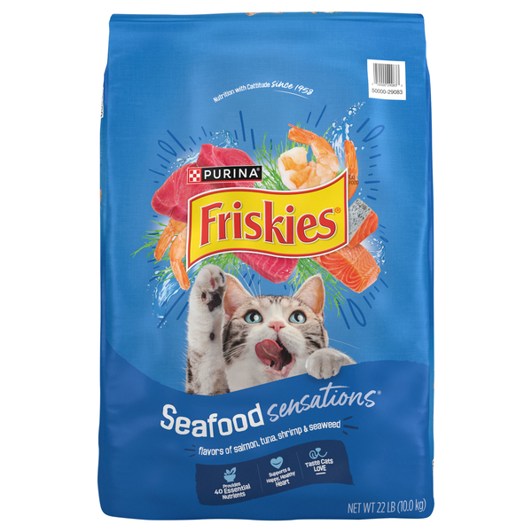 Friskies Seafood Sensations Salmon Tuna Shrimp Seaweed Adult Dry Cat Food