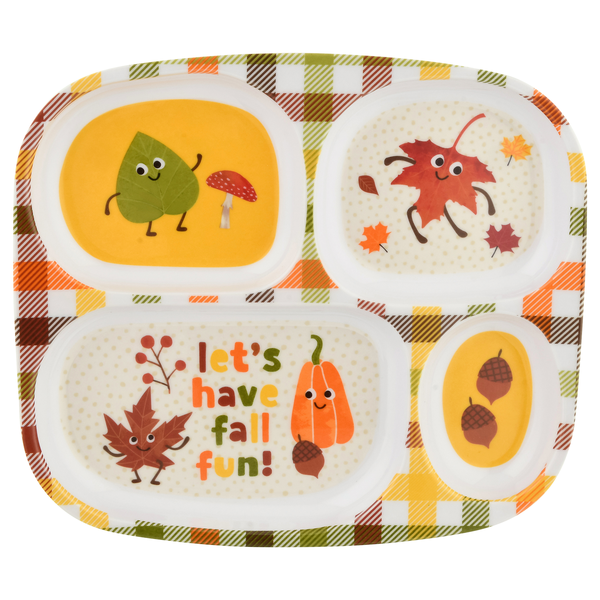 Smart Living Harvest Divided Plate Let's Have Fall Fun Plaid