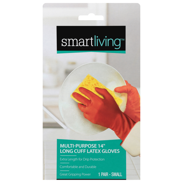 Smart Living Multi-Purpose Long Cuff Latex Gloves 14 Inch Small