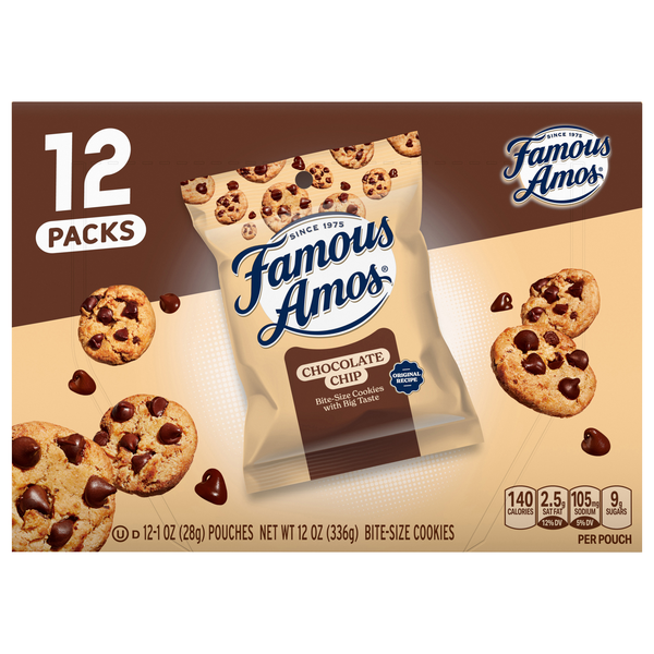 Famous Amos Bite Size Chocolate Chip Cookie Packs - 12 ct