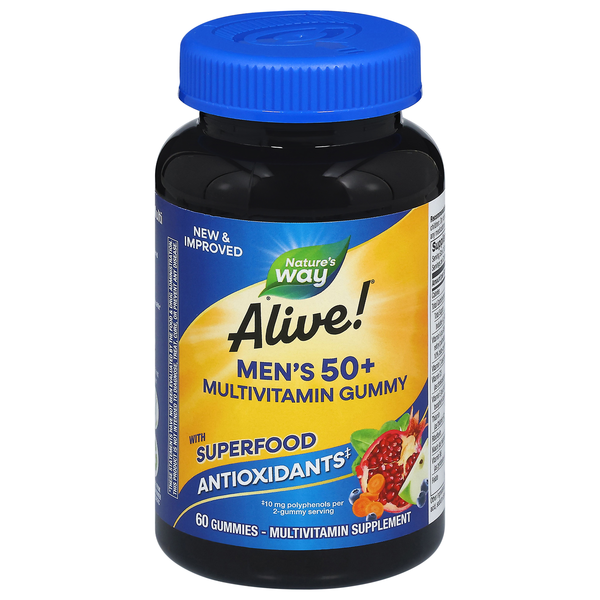 Nature's Way Alive! Men's 50+ Complete Gummies Orchard Fruit Garden Veggie