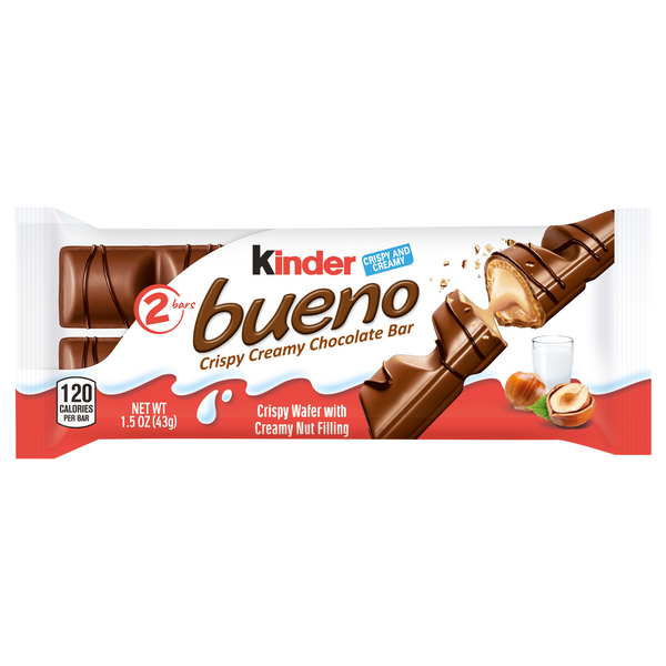 Kinder Bueno Milk Chocolate & Hazelnut Cream Candy Bars - 2 ct