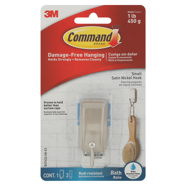 Command Satin Nickel Small Hook Bath