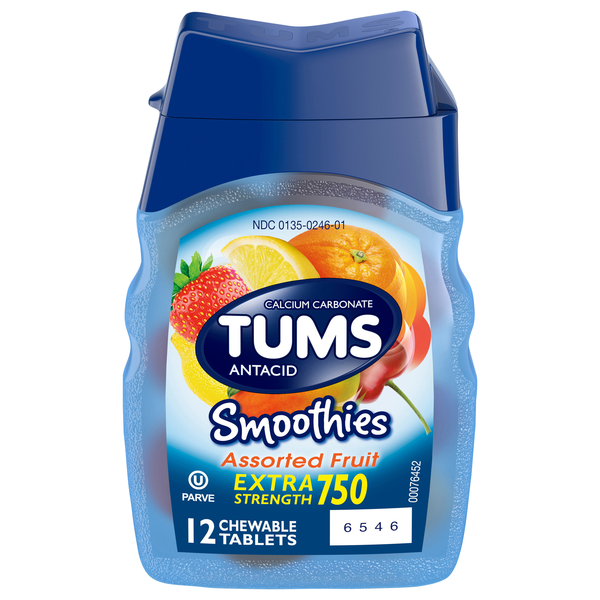 TUMS Antacid Smoothies Assorted Fruit Chewable Tablets