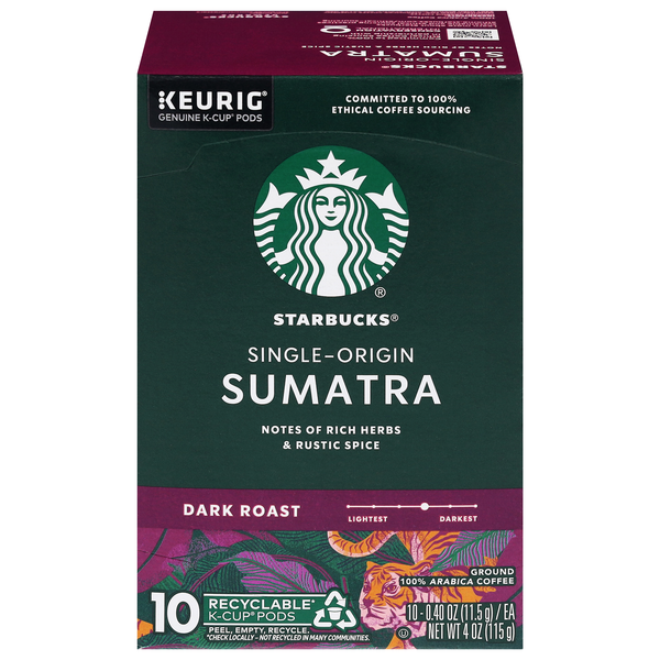 Starbucks Sumatra Dark Roast K-Cup Coffee Pods